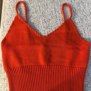 Forever 21 Vibrant Orange Knit Cami with Spaghetti Straps